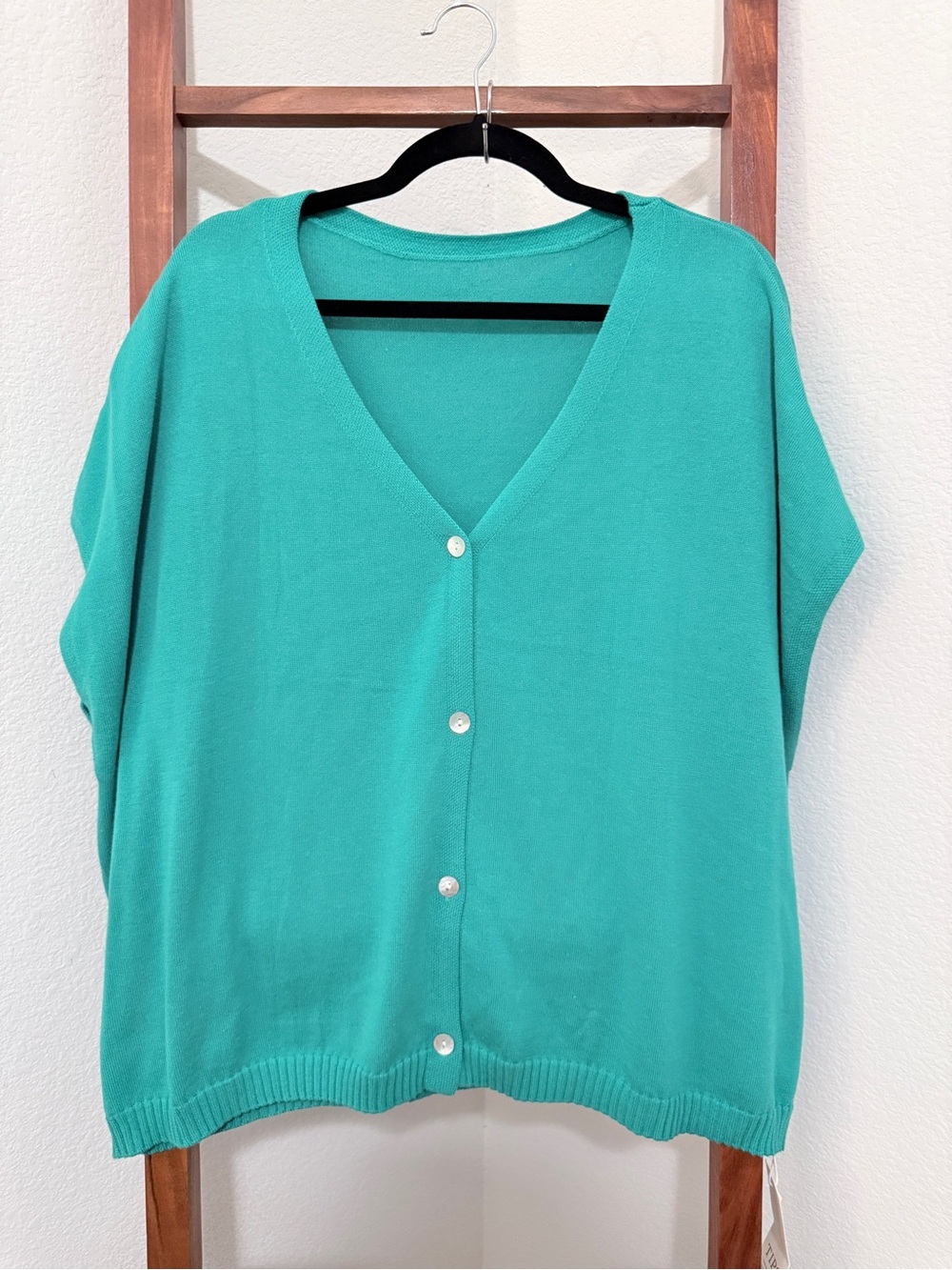 Teal V-Neck Button Front Women's Sweater